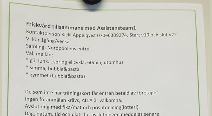 Friskvård för kunder och personal